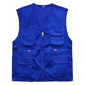billiga Herrars fiskeväst-Herr Dam Fiskeväst Vandringsväst Ärmlös Väst Jacka Överdelar Utomhus Andningsfunktion Snabb tork Multi Pocket Lättvikt Vår Polyester Svart Gul Rubinrött Fiske Klättring Löpning