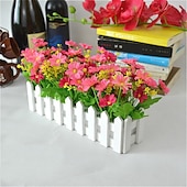 preiswerte Künstliche Pflanzen &amp; Blumen-Künstliche Blumenpflanzen – gemischte Farbgänseblümchen im Lattenzauntopf für Innenbüro, Hochzeit, Heimdekoration, künstliche Blumen für Hochzeit, Bogen, Garten, Wand, Heimparty, Hotel, Büro,