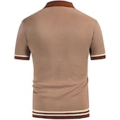 cheap Men&#039;s Classic Polo-Men&#039;s Knit Polo Sweater Polo Shirt Street Casual Button Classic Short Sleeve Fashion Casual Graphic Striped Button Front Summer Spring Fall Regular Fit Navy Blue Green Khaki Knit Polo Sweater