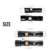 abordables Linternas-linterna led recargable súper brillante con cabeza de carga usb trasera linterna impermeable con zoom luz portátil 3 modos de iluminación batería incorporada