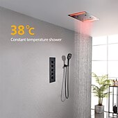 voordelige Douchekranen-douchekraan, regendouchekopsysteem / thermostatische mengkraan set - regendouche waterval eigentijdse geschilderde afwerkingen monteren in messing klep baddouche mengkranen