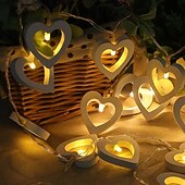 abordables Guirlandes lumineuses à piles-élégante réception de mariage fête 3m 20led amour coeur led guirlande lumineuse en bois guirlandes lumineuses pour fenêtre chambre intérieur extérieur décor décoration de fête de mariage de Noël