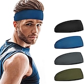 abordables Accesorios para el peinado del cabello-Diadema deportiva para hombre, 4 Uds., banda para el sudor, entrenamiento deportivo, pista y campo, diadema elástica que absorbe la humedad, diadema unisex
