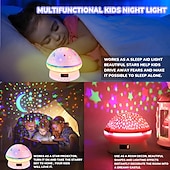 billige Lysende leker-timer rotasjon stjerne nattlys projektor blinklys, bursdagsgaver til barn, 16 fargerik projektorlys dimbar led nattbordslampe, barnerom dekor for gave til gutt&amp;amp;jenter