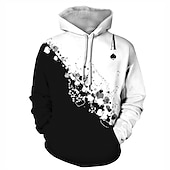 Men's Graphic Color Block Abstract Hoodie Hoodies Sweatshirt Casual Big and Tall Long Sleeve Hooded Daily Sports Streetwear Black And White Print Summer Spring Designer4