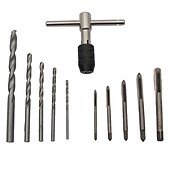 cheap Drill Bit Set-11PCS Tap Wrench Handle Ratchet M3-M6 Machine Screw Thread Metric Plug Tap Drill Set Hand Tools Hand Tap