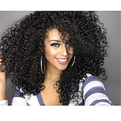 abordables Perruques de qualité supérieure-Perruque Synthétique Afro bouclé Coupe Asymétrique Fabriqué à la machine Perruque Moyen Noir Cheveux Synthétiques Femme Doux Classique Facile à transporter Noir / Usage quotidien / Fête / Soirée