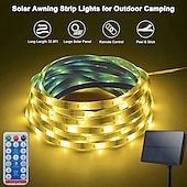 olcso Távirányító-5 m 16,4 láb rgb napelemes led szalag fénykötél 300 led smd2835 távirányítóval 8 mód színváltó usb töltés 1000mah ip67 vízálló kültéri dekor automata időzített
