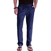 economico Classico-Per uomo Pantaloni di lino Pantaloni Pantaloni estivi Vita elastica Multi tasca Liscio Comfort Traspirante Lunghezza intera Attività commerciale Informale Essenziale Informale Taglia piccola Nero