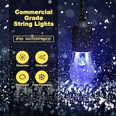 baratos Plug String Lights-Globo corda luzes 15m 15leds ao ar livre rgb mudança de cor 0.5w s14 edison lâmpadas de plástico inquebráveis ip65 à prova d'água com controle remoto adequado para quintal varanda café quintal jardim