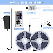 economico Controllo a distanza-luci di striscia a led rgb 5m 10m 15m 20m luci a led cambio colore flessibile smd con telecomando ir e adattatore 100-240v per casa camera da letto cucina tv luci posteriori decorazioni fai da te dc12v