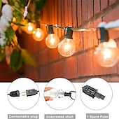 cheap Plug String Lights-Globe String Lights 15m/50FT 50LEDs G40 Outdoor Hanging Globe Patio Lights with 50 Clear Bulbs(2 Spare) UL Listed Connectable Backyard Lights for Indoor Outdoor Decor 50 Hanging Sockets E12 Base 5W Bulb Black