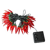 olcso Napelemes-5/6,5/7m napelemes kerti chili lámpák kültéri piros chili paprika zsinór lámpák vízálló led konyha karácsonyi díszlámpák kerti pázsitra terasz udvar házibuli veranda dekor 5m 20led/6.5m 30led/7m 50led