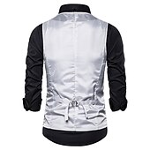 preiswerte Men&#039;s Vest-Herren Weste Hochzeit Party Party / Abend Ausgehen Strassenmode Brautkleider schlicht Frühling Herbst Tasche Polyester warm halten Schnelltrocknend Feste Farbe Einreihiger Verschluss V Ausschnitt