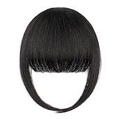 billiga Lugg-lugg hårspänne i förlängningar naturlig lugg lugg clip-on front snygg platt bang i ett stycke långt rakt hårstycke för kvinnor