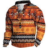 cheap Men&#039;s 3D Sweatshirts-Men&#039;s Unisex Bohemian Style Graphic Prints Sweatshirt Pullover Long Sleeve Sweatshirt Standing Collar Henley Collar Streetwear Designer Casual 3D Print Casual Daily Sports Print Spring &amp; Summer