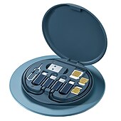 olcso Mobiltelefon-kábelek-1 csomag remax usb adapter kábel átalakító tárolódoboz több típusú töltővonal átalakító villám típusú c mikro adatátviteli eszköz tartalmaz sim kártya foglalatot tálca kiadó tű telefon tartóként használható