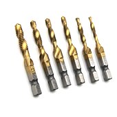 お買い得  ドリルビットセット-6pchss4341-複合タップドリルビットコバルトタップアメリカンコンビネーションドリルビット1/4インチ六角形クイックチェンジ金属ドリルツール