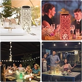 cheap Table Lamps-Crystal Table Lamp 16 Colors Change Touch Remote Control Modern Bedside Table Lamp USB Rechargeable Rose Desk Lamp Night Light for Valentines Bedroom Living Room Dinner Bar Decoration