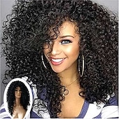 abordables Perruques de qualité supérieure-Perruque Synthétique Afro bouclé Coupe Asymétrique Fabriqué à la machine Perruque Moyen Noir Cheveux Synthétiques Femme Doux Classique Facile à transporter Noir / Usage quotidien / Fête / Soirée