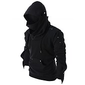 abordables sweats à capuche basiques pour hommes-Homme Sweat à capuche Tactique Noir Capuche Couleur unie Rivet Frais Hiver Vêtement Tenue Pulls Capuche Pulls molletonnés manche longue
