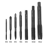 economico set di punte da trapano-7 pz/set m3-m12 rubinetto in acciaio ad alta velocità nero nitrurazione dritta scanalatura rubinetto trapano per metallo legno foro passante utensile manuale