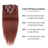 abordables Extensions à Clips-A Clipser Extensions de cheveux Cheveux Naturel humain 8 pièces Pack Droit Couleur naturelle Extensions de cheveux