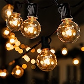 cheap Plug String Lights-Globe String Lights 15m/50FT 50LEDs G40 Outdoor Hanging Globe Patio Lights with 50 Clear Bulbs(2 Spare) UL Listed Connectable Backyard Lights for Indoor Outdoor Decor 50 Hanging Sockets E12 Base 5W Bulb Black