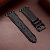 cheap Apple Watch Bands-Compatible with Apple Watch band 38mm 40mm 41mm 42mm 44mm 45mm 49mm Metal Clasp Luxury Adjustable Genuine Leather Strap Replacement Wristband for iwatch Ultra 2 Series 9 8 7 SE 6 5 4 3 2 1