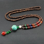 baratos Joalheria em Voga-1pç Colares com Pendentes Colar de miçangas For Homens Mulheres Rua Presente Diário De madeira Acrílico Retro Buda