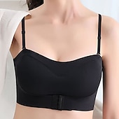 abordables Sostenes-Sujetadores sin aros para mujer, sujetadores acolchados, sujetadores ajustables sin tirantes, copa 3/4, escote en V, transpirables, push up, invisibles, color puro, cierre frontal, para citas, día de