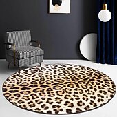billige stue- og soveromstepper-rundt leopardmønster teppe gulvdekor sklisikkert absorberende teppe for entré soverom stue sofa hjemmedeco