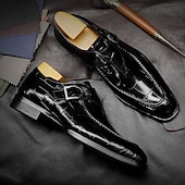preiswerte Formell-Burgunderrote Monkstrap-Schuhe aus Kunstleder mit Krokodilmuster für Herren – elegantes, formelles Schuhwerk mit Schnallendesign für Hochzeiten, das Business und besondere Anlässe