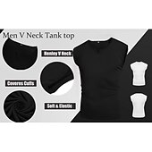 billige Treningsskjorter uten armer-Herre Singleter Vest topp Underskjorte Ermeløs skjorte Ermeløs V-hals Sommer عادي Sport Mote Lettvekt Feriereise Avslappet Ferie Svart Hvit Militærgrønn Topp T-skjorte for menn