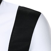 preiswerte Urlaub-Herren Hemd Lässiges Hemd Outdoor Casual Viertel Postleitzahl Kurzarm Modisch Einfach Kurve Wellen Zip Farbblock Ganzjährig Regular Fit Schwarz / Weiß Hemd