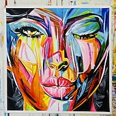 abordables Peintures portraits-Mintura main visage peinture à l&#039;huile sur toile mur art décoration moderne figure abstraite image pour la décoration intérieure roulé sans cadre non étiré peinture