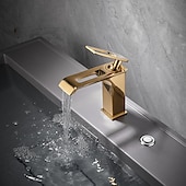 cheap Bathroom Sink Faucets-Bathroom Sink Faucet - Waterfall Electroplated / Painted Finishes Centerset Single Handle One HoleBath Taps