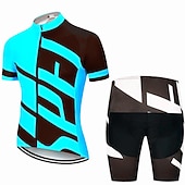 economico Set di abbigliamento da uomo-Per uomo Maglia da ciclismo con pantaloncini Manica Corta Mountain Bike MTB Ciclismo su strada Estate Blu Bianco Giallo Lettere &amp; Numeri Bicicletta Cuscinetto 3D Asciugatura Rapida Tasca Posteriore