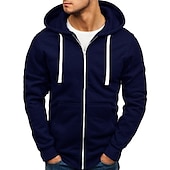 abordables sweats à capuche basiques pour hommes-Homme Veste Capuche Full Zip Sweat à capuche Couleur unie Sport Athloisir Top manche longue Respirable Doux Confortable Usage quotidien Extérieur Casual Athleisure du quotidien Tenues de Sport