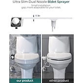 levne Bidetové baterie-bidetový nástavec na WC - samočisticí duální tryska, neelektrický bidet, teplovodní bidetový rozprašovač s ovládáním tlaku