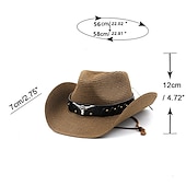 abordables Sombreros-Sombreros de vaquero para mujer, sombrero de paja panamá de estilo étnico, cinturón, sombreros occidentales decorados con vaca