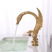 preiswerte Mehrere Löcher-weit verbreitete waschtischmischbatterie, 2 griff 3 löcher waschtischarmaturen schwan edle luxus goldene und ölgeriebene bronze badarmaturen