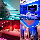 baratos luzes de tira à prova d&#039;água-luz de tira de luz de fundo led à prova d&#039;água usb rgb 5m 16.4ft com app bluetooth 16 milhões mudança de cor smd 5050 para tv monitor pc sala de jogos 5v
