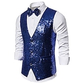 preiswerte Men&#039;s Vest-Herren Weste Hochzeit Party Party / Abend Ausgehen Strassenmode Brautkleider schlicht Frühling Herbst Tasche Polyester warm halten Schnelltrocknend Feste Farbe Einreihiger Verschluss V Ausschnitt