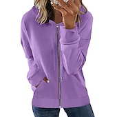 economico Felpe e Sweatshirt Texturizzati-Per donna Felpa con cappuccio e zip Maglione Abbigliamento sportivo Cerniera Tasca frontale Verde Blu Viola Liscio Sport Manica lunga S M L XL XXL