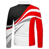 economico Polo geometrica da uomo-Per uomo Geometrico Polo Hawaiane Maglia da golf Manica Lunga Magliette polo Camicie con Colletto Casual Abbigliamento mare Abbigliamento da vacanza Abiti da festa Stampa 3D Polo con cerniera a un