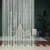 preiswerte Makrame- und Stringvorhänge-Stangentasche, bunte Strickschnur, Türvorhang, dichter Fransenvorhang, Fliegengitter, Fliegenvorhang, Raumteiler für Türfensterdekoration
