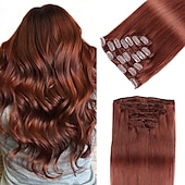 cheap Clip in Hair Extensions-Clip In Hair Extensions Human Hair 8pcs Pack Straight Natural Color Hair Extensions