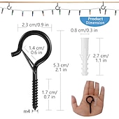 זול אביזרי תאורה-20/50 יחידות q-hanger ווי בורג עבור אורות מחרוזת חיצונית עיצוב אבזם בטיחות ווי קולב שחרור קל שחרור קל חוט חוט ואורות פיות חג המולד בית אורות חג המולד מסיבת שנה חדשה מסיבת led פיות אורות בטיחות עיצוב