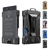 cheap Card Holders &amp; Cases-Wallet For Men - Slim Aluminum Metal Money Clip with 1 Clear window ID Badge Holder, RFID Blocking, Holds up 15 Cards with Cash Clip. Ultra-Thin Minimalist Wallet